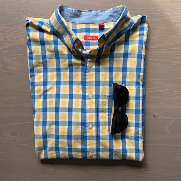 Izod Other - Izod Saltwater Blue & Yellow Plaid Button Down